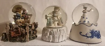 3 Musical Snow Water Globes Snowbaby Grandma Garden Victorian Dancer Floral • $25.52