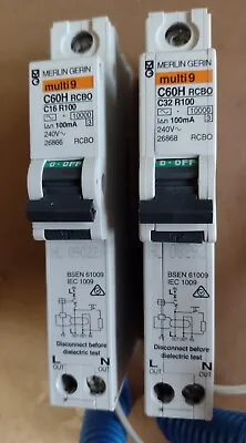 Merlin-Gerin C60HC RCBO 100mA  32A 20A 16A Type C 10Ka  ! New Boxed ! • £34.50