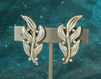 Sterling Mexico Earrings MARGOT De TAXCO Leaf & Berries Mold By Hilario Lopez EX • $84.99