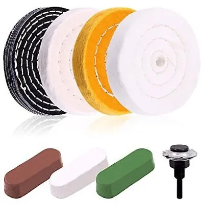 Keadic 8 Pcs 4 Inches Buffing Polishing Wheel Kit 3 Pcs Polish Compound   • $24.72