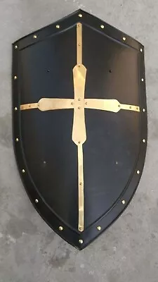 Hand Forged Gothic LAYERED STEEL CROSS SHIELD Medieval Battle Armor Shield • $94.83