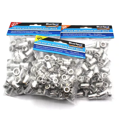 £23.99 • Buy 300 X ALUMINIUM RIVET NUTS M6 M8 M10 THREADED RIVNUT BLIND RIVNUTS INSERT NUTS