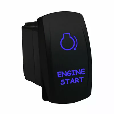 ENGINE START 6M53BM Rocker Switch 12V LED Blue MOMENTARY Marine Waterproof DPDT • $15.50