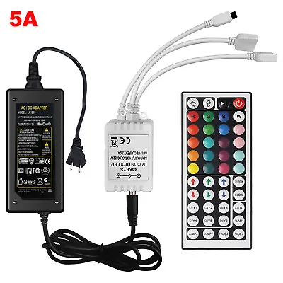 44Key IR Controller+Power Supply Adapter For 2835 3528 5050 RGB LED Strip Lights • $7.99