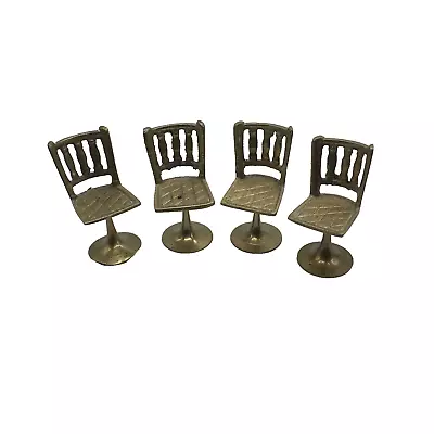 Vintage Lot Set Of 4 Miniature Mini Brass Doll House Chairs Stools • $12.71