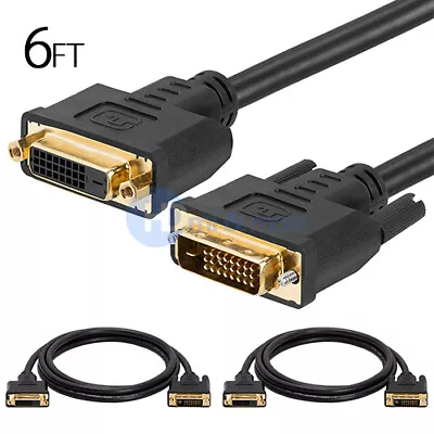 2x 6 FT DVI-D Male To DVI-D Female M/F Extension Cable For Monitor HDTV PC TV • $14.49
