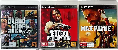 Grand Theft Auto V GTA 5 Red Dead Redemption & Max Payne 3 Bundle PS3 • $39.95