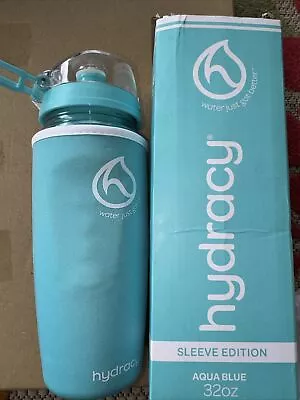 Hydracy Water Bottle Premium Sports - Agua Blue 32oz W/ Fruit Infuser NEW Sleeve • $15