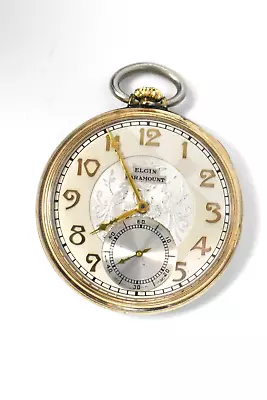 Vintage Elgin Paramount Fancy Dial 10k Rolled Gold Plate Pocket Watch NOT RUNNIN • $19.99