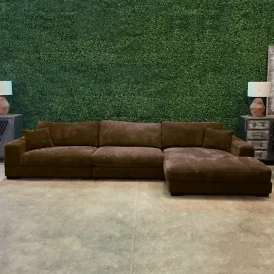 Brown Corduroy Modular Sectional Sofa W/ Right Chaise 3-Piece L-Shaped Sofa Set • $2199