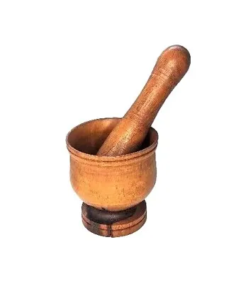 Wooden Mortar And Pestle Handmade Vintage Spice Herb Medicine Grinder Small 3  • $12.68