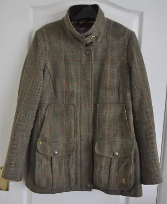 £64.99 • Buy Joules Tweed Fieldcoat Jacket Womens 14 Mr Toad Green Check Wool Field Coat