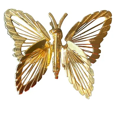 Vintage Monet Butterfly Brooch Pin Signed Gold-tone • $10.49