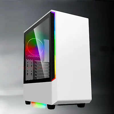 White Gaming Case GX Panda ATX/mATX Computer Desktop PC Tempered Glass 650w PSU • $198