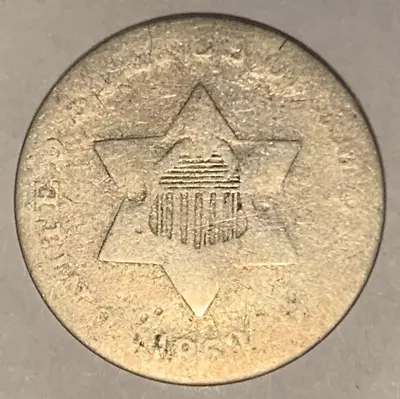 1853 Three Cent Silver ~ No Outline To Star ~ 3 Cent Silver U.S. Coin ~ 3S2793 • $19.95