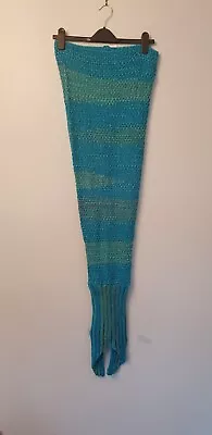 Blue And Gold Knitted Mermaids Tail Blanket For Kids Children Size Brand New • £4.99