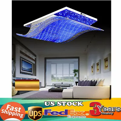 7-Color K9 Crystal Ceiling Light LED Chandelier Remote Control Pendant Lighting • $87