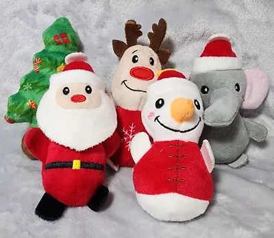 Christmas Mini Plush Stuffed Lot Of 5 Tree Reindeer Santa Snowman Elephant  • $8.50