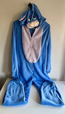 DISNEY Eeyore Adult Costume One Piece Pajama Blue Size M 8/10 • £14.45