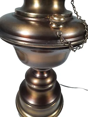 Vintage Electric Brass Bronze Tone Lamp Large Heavy Nautical Oil Lamp Design • $108.55