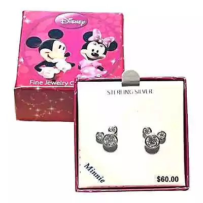 NEW Sterling Silver Disney Mickey MINNIE MOUSE EARRINGS Kids CZ Rhinestone Studs • $44