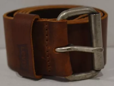 LEVI'S Men's Brown Genuine Leather Belt 95/38  36  35  37  39  Silver Buckle • £29.99