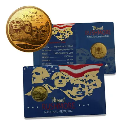 Mt. Rushmore Gold Coin - 1/1000 Ounce (Chad) • $26.95