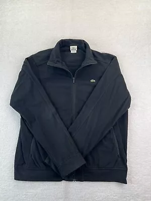 Lacoste Jacket Mens Size 8 Black Fleece Long Sleeve Mock Neck Full Zip Alligator • $21