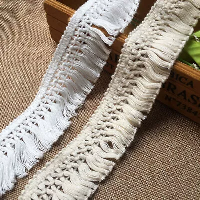 5 Yards Cotton Tassel Fringe Lace Trim Garment Curtain Sewing Crafts DIY Decor • £3.83