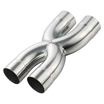 Stainless Steel Polished X-Pipe 2.5  Inlet 2.5  Outlet 12  Overall Length • $45
