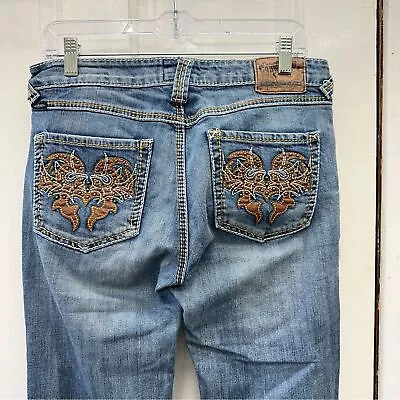 Cowgirl Up Thick Stitch Boot Cut Denim Jeans Women's 8 30 X 34 • $30
