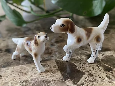 Set Of 2 Vintage Miniature DOG Figurines Pointer Spaniel Puppy Hunting • $14.99