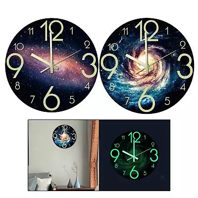 £20.46 • Buy Modern Luminous Wall Clock 12'' Night Light Fluorescent Glow In The Dark Silent