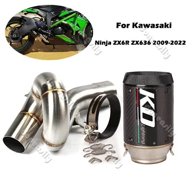 For Kawasaki Ninja ZX6R 636 2009-2023 Exhaust Connect Pipe Muffler Carbon Fiber • $146.70