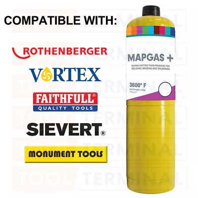 Yellow MAPP MAP + Pro Gas Cylinder Bottle Fits Rothenberger Faithfull Monument  • £8.99