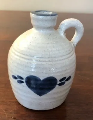 Pinewood Valley Pottery Salt Glaze Jug With Cobalt Blue Heart • $12