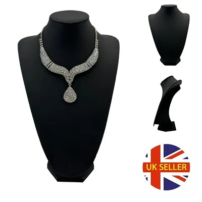 New Necklace Display Stand Mannequin Jewellery Neck Model Shelf Black Large Bust • £11.35