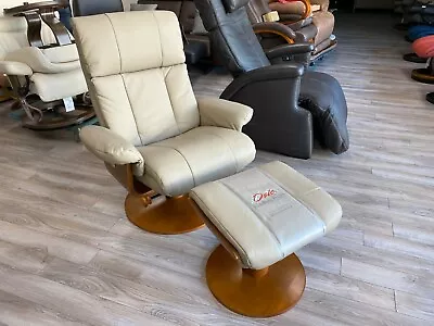 Mac Motion Norway Recliner Chair And Ottoman Khaki Top Grain Leather 39-103 • $999