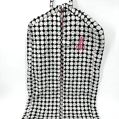 Buckhead Betties Garment Bag Navy Blue White Polka Dots Pink Detail  M  Monogram • $20.89