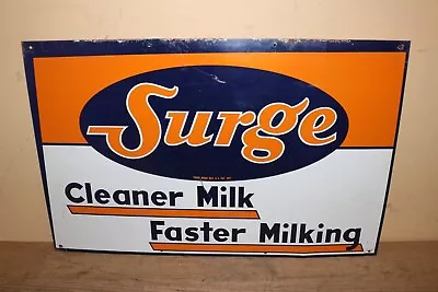 Vintage 1950's Surge Milker Milk Cow Dairy Farn Feed Seed 19  Metal Sign • $185