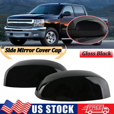 Bright Black Side Mirror Cap Cover For Tahoe Silverado Sierra Pickup 2007-2013 • $25.63