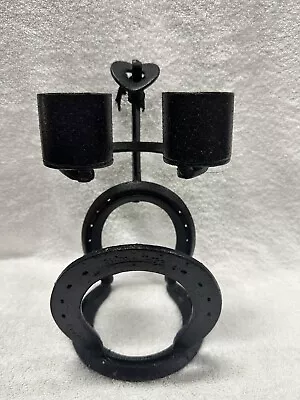 Horseshoe Rodeo Cowboy St.Croix Forge Steel Horseshoes Salt/pepper/Napkin Holder • £38.57