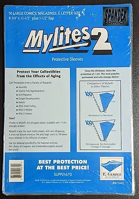 $42.99 • Buy 50 E. Gerber Mylites 2 Mylar Large Comics Magazine Letter Size 875M2 8 ¾”x 11 ½”