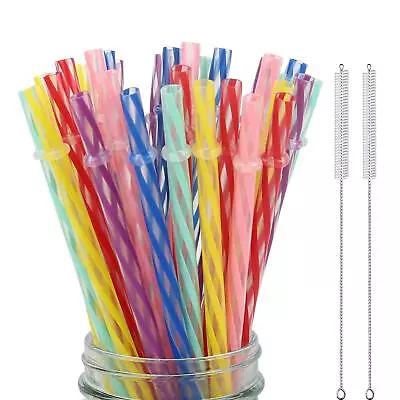 33 Pieces Reusable Plastic Straws Fit For Mason Jars Tumblers 9 Inches Tran... • $14.84