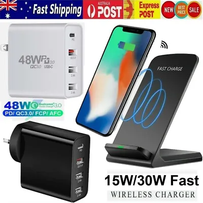 30W Qi Wireless Charger Fast Charging Stand Dock Fr IPhone 8 XS 11 12 13 Pro Max • $15.99