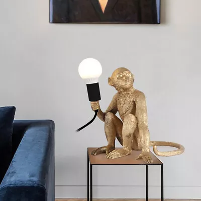 Resin Monkey Table Lamp Sitting Monkey Light Indoor Table Light Fixture Decor • $59.85