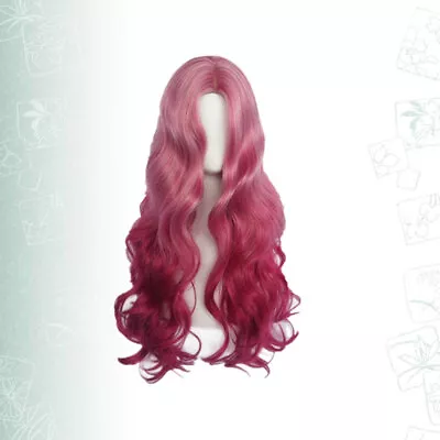  Fashion Headgear Pink Wig With Bangs Wigs For Cosplay Red Lolita • £18.89