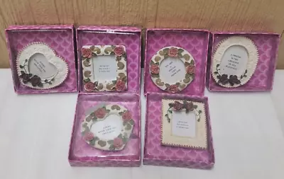 Lot Of 6 Mini Rose Shaped Photo Frames Up To 2 In Photos DINGY PACKAGING • $15.99