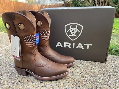 NEW Mens Ariat PATRIOT Brown Leather Soft Toe Western Cowboy Boots 10040348 • $129.50