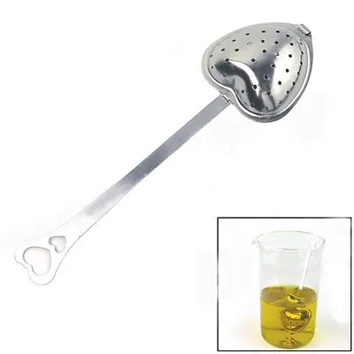 Heart Loose Tea Infuser Strainer Stainless Steel Metal Teaspoon Filter Diffuser • £3.59